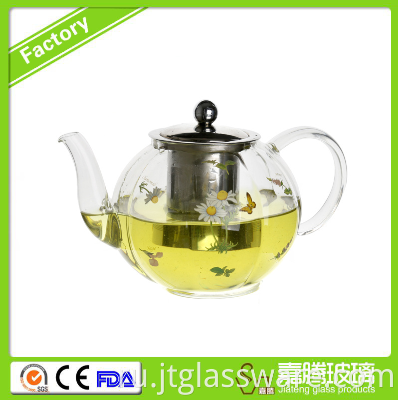flower glass teapot